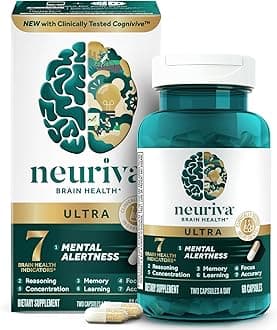 Ultra Decaffeinated Clinically Tested Nootropic Brain Supplement for Mental Alertness, Memory, Focus & Concentration, Cognivive, Neurofactor, Phosphatidylserine, Vitamins B6 B12, 60 Capsules