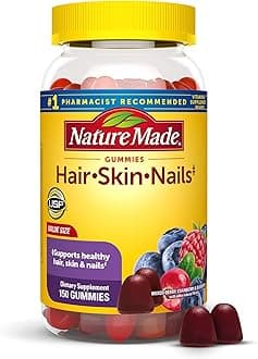 Nature Made Hair Skin and Nails with Biotin 2500 mcg, Dietary Supplement for Healthy Hair, Skin & Nails Support, 150 Gummies, 75 Day Supply