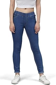 ADBUCKS Women's Slim Fit Mid Rise Jeggings -, Skinny, Wide Leg Jean, Elasticated