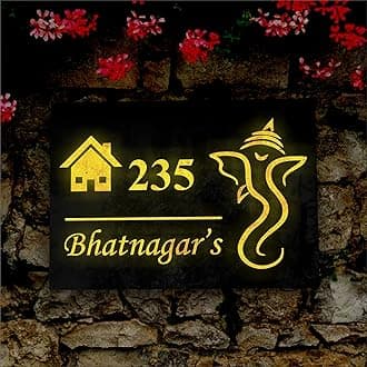 ZOCI VOCI Aashiyana LED name plate for home Waterproof personalized name plate with light10 X 17 Black Medium