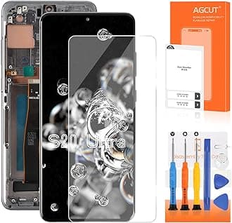OLED for Samsung Galaxy S20 Ultra Screen Replacement for Samsung S20 Ultra 5G LCD Display SM-G988B SM-G988U LCD Digitizer Assembly Grey with Frame+Installation Video (Support Fingerprin)
