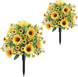 Artificial Plants Outdoor,Artificial Rose Topiary Ball Bush for Outdoor with Ground Spike 22",UV Resistant Faux Greenery Shrubs,Fake Boxwood Plants for Garden,Yard,Porch,Patio Decoration (H-2 Pcs)