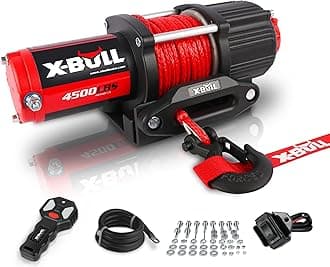 X-BULL 4500 lbs Winch 12V Electric Winch Kits with Fairlead, ATV/UTV Winch with Waterproof Synthetic Rope Winch with Wireless Remotes and Mounting Bracket