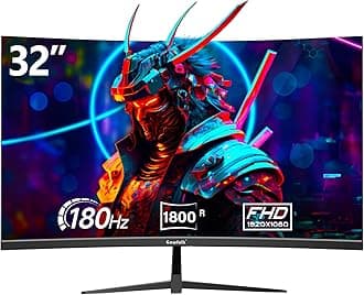 Gawfolk 32 inch Gaming Monitor 1800R Curved Computer Monitors 165HZ / 180HZ PC Monitors VA Screen for Home, Office and Dormitory, FHD 1080P Computer Monitor Support HDMI & DP