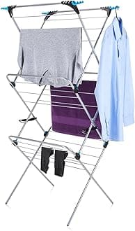 3 Tier Plus Clothes Airer, Clothes Drying Rack, 21m Washing Line, Laundry, Foldable Indoor Airer, Includes 4 Corner Hooks, Space Saving Clothes Rack, Indoor and Outdoor Use