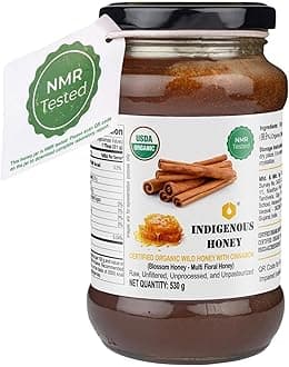 INDIGENOUS HONEY Raw Organic Honey with infused Cinnamon NMR Tested NPOP Organic Certified Pure Natural Unprocessed Sugar free Honey Immunity Booster- 530 g Glass Jar