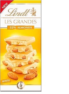 Les Grandes White Chocolate Bar With Sweet Caramelized Almond Pieces - a luxury chocolate bar, 150 g