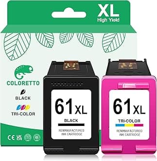 COLORETTO 61XL Ink Cartridges for HP Printers for HP Ink 61 for Envy 4500 5530 4501 4502 5535 Officejet 4630 4635 Deskjet 1000 1010 2540 for HP 61 Ink Cartridges Combo Pack Replacement Black and Color
