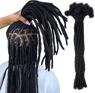 100% Human Hair Dreadlock Extensions for Men/Women, 0.4cm Thickness 8 Inch 60 Strands Full Handmade Can be Dyed and Bleached Permanent Loc Extensions Human Hair Natural Black
