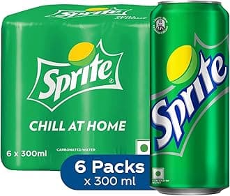 Sprite Lemon-Lime Flavoured Cold Drink | Refreshing Taste | Clear Soft Drink with No Added Colours | Recyclable Can, 300 ml (Pack of 6)