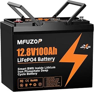 12V 100Ah LiFePO4 Lithium Battery with 100A Smart BMS, Deep Cycle Marine Battery 12V, Max 1280Wh Energy, Group 24 for RVs, Vans, Trailers, Motorhomes, and Boats (12V100Ah-Group 24)
