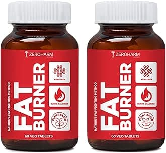 ZEROHARM Fat Burner Tablets - Weight Management Supplements for Men & Women - Garcinia Cambogia, Green Coffee, Green Tea, Apple Cider Vinegar - Boosts Metabolism & Controls Cravings - 120 Veg Tablets