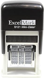 ExcelMark Self-Inking Date Stamp - Military Style/Euro Style - S121 (Black Ink)