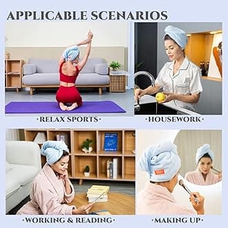 YoulerTex Microfiber Hair Towel Wrap - 2Pack Hair Head Drying Turban Curly Fast Absorbent Dry Anti Frizz Twist Plopping Long Shower Turban for Women with Button (Gray+Blue+Pink)