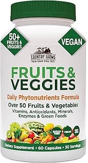 Country Farms Super Fruit and Veggies Capsules, 30 Fruits and Vegetables, 30 Servings, 60 Count (Pack of 1)