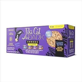 Tiki Cat After Dark Shreds Wet Cat Food, Variety Pack, 3 oz. Can (12 Count)