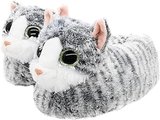 [Onmygogo] Fuzzy Plush Cat Slippers for Adults Winter Indoor Slippers for Women Men Warm Comfortable Non-Slip