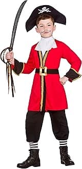 Wicked Costumes Boys Pirate Captain Fancy Dress Costume Kids Buccaneer Outfit for World Book Day Halloween Party – Large (8–10 Years)