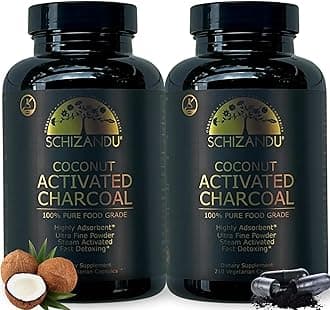 Activated Coconut Charcoal Capsules- Supports Health - Vegan, Organic, Non-GMO, No Additives - X-Large Bottle 210 Count - Pack of 2