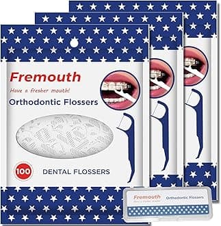 Fremouth Orthodontic Flossers for Braces - Ortho Dental Floss Picks, 100 Count (Pack of 3), with a Travel Case