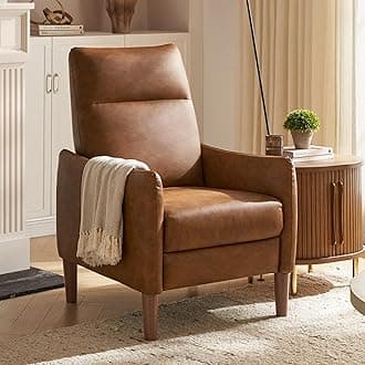mopio Arthur Recliner Chair with 3 Positions, 2-Tone PU Leather Accent Chair, Mid Century Modern Reading Chair, High Back Padded Support Comfy Sleeper Armchair, Comfortable Living Room Nursery Chair