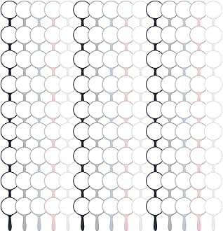 Vinsot 150 Pcs Handheld Mirror Bulk Small Hand Compact Mirrors with Handle Plastic Travel Makeup Portable 3.94 x 2.16 Inch for Birthday Dress up Wedding Practice Pronunciation (5 Colors)