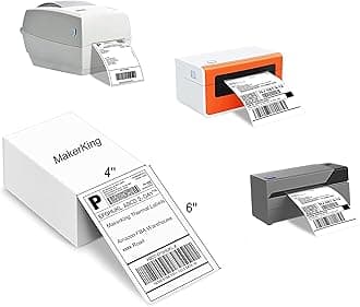 Thermal Labels 4x6, MakerKing Direct Thermal Printer Shipping Label (200 4x6 Fan-Fold Labels), Commercial Grade Mailing Fanfold Postage Label Compatible with Rollo, MUNBYN, Zebra Thermal Label Printer