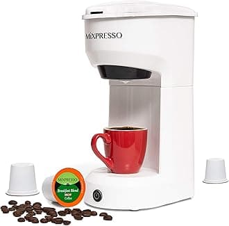 2-in-1 Single Serve Coffee Maker - K-Cup & Ground Coffee Compatible - Fast 2-3 Min Brewing - Compact 14oz White Coffee Machine for Home Office