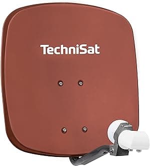 TechniSat DIGIDISH 45 - Satellite Dish for 2 Participants (45 cm Compact Satellite System - including Wall Mount, An-Roof Fitting for Mast Mounting (30-63 mm), and Universal Twin LNB) Red