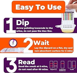 [3 Pack] EZCHECK® 6-Panel Drug Test - at-Home Rapid Urine Screening Kit for 6 Most Used Drugs: (THC-Marijuana, BZO-Benzos, MET-Meth, OPI/MOP-Opiates, AMP-Amphetamine, COC)