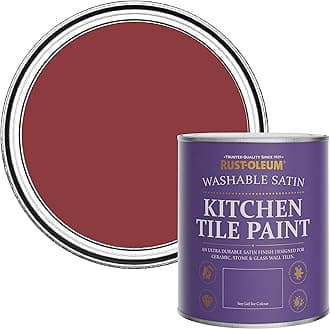 Rust-Oleum Red water resistant Kitchen Tile Paint in Satin Finish - Empire Red 750ml