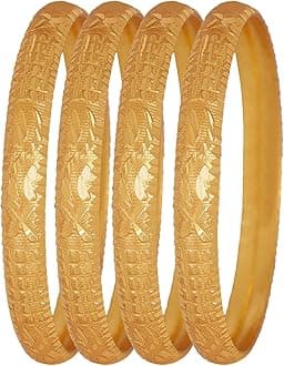 Shining Diva FashionSet of 4 Latest One Gram Gold Plated Traditional Bangles for Women and Girls