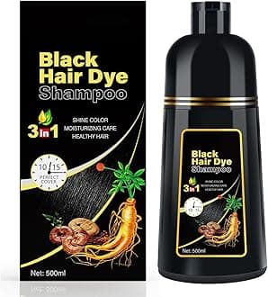 Black Hair Dye Shampoo 3 in 1 for Gray Coverag Color Shampoo for Women/Men Instant Herbal Semi Permanent champu para canas