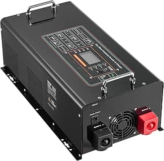 VEVOR Pure Sine Wave Inverter Charger, 6000 Watt, DC 48V to AC 120V, Battery Charger with LCD Display, Remote Control, Solar Inverter for Off-Grid Solar RV Boat Home, Compatible with Various Batteries