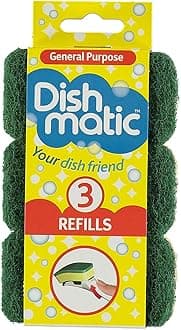 Easy Do Dish Matic General Purpose Dish Wand Sponge Refill | Scrubber for Dishwashing | Scrub Pads Pack of 3