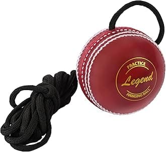 Legend Hanging Ball for Cricket Bat Knocking and Practice with Reaction String, Threaded Seam