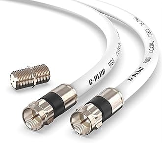 30FT G-PLUG RG6 Coaxial Cable Connectors Set – High-Speed Internet, Broadband and Digital TV Aerial, Satellite Cable Extension – Weather-Sealed Double Rubber O-Ring and Compression Connectors White