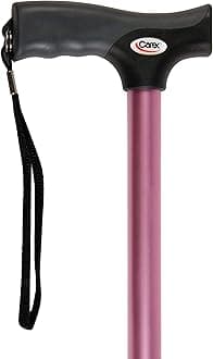Carex Soft Grip Walking Cane - Height Adjustable Cane With Wrist Strap - Latex Free Soft Cushion Handle, Pink