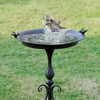 Dia 18" W*28" H Large Metal Bird Bath with Stand, Bird Baths for Outdoors, Metal Bird Baths/Feeder,for Garden Yard Decor