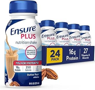 Ensure Plus Butter Pecan Nutrition Shake | Meal Replacement Shake | Ready To Drink | 16g Protein and 27 Vitamins and Minerals | 8 fl oz - 24 Pack