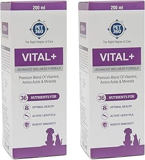Vital+ Advanced Wellness Formula for Dogs & Cats | Multivitamin Syrup for Healthier Skin, Joints & Immunity | Nutritional Supplement with Vitamins & Minerals for Growth - 200 ml (Pack of 2)