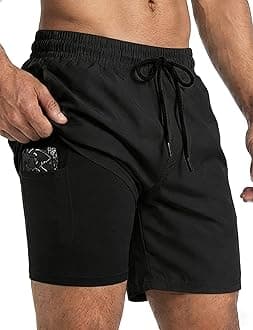 2 in 1 Men Swim Trunks with Compression Liner 5" Quick Dry Swim Board Shorts Men Swimsuit Bathing Suit Beach Shorts
