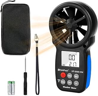 HoldPeak Handheld Anemometer Barometer, Weather Meter for Wind Speed, Temperature, Humidity, Dew Point, Altitude, Barometric Pressure, Wind Chill Measuring, Digital Wind Guage 866B-WM