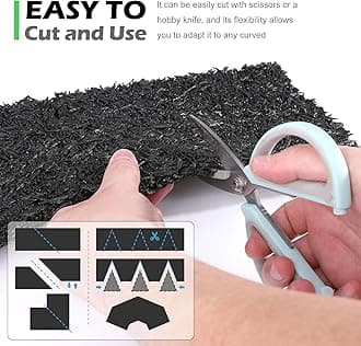 GIONAR 355x14cm Rubber Mulch Border for Landscaping-Black Permanent Garden Mulch Barrier - Recycled Rubber Mulch Mat Roll for Plants, Vegetables, and Flowers