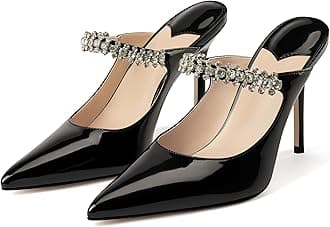 MIRAAZZURRA Women Heeled Mules Rhinestone Strappy Pointed Toe Mules Stiletto High Heels Slip On Bridal Sandals for Women