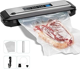 INKBIRD Vacuum Sealer Machine INK-VS01 with Starter Kit, 80kPa One-Touch Automatic Sealing Machine for Food Preservation Storage, Preserving Moist/Dry Foods Packer with Built-in Cutter & BPA-Free 220V