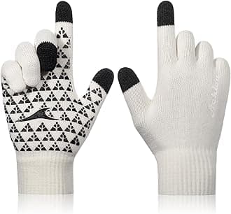 Achiou Winter Gloves for Men Women, Touch Screen Texting Warm Gloves with Thermal Soft Knit Lining,Elastic Cuff 3 Size Choice