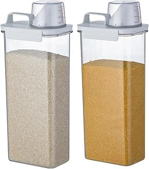 Chef's Path Airtight Food Storage Containers, Pack of 2 – 2.9L Cereal and Pasta Storage Organizer with Spout, Handle, & Measuring Cup Lid – Kitchen & Pantry Organizer for Food & Baking Supplies