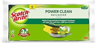 Scotch-Brite Heavy Duty Classic Nail Saver Scrub Sponge, 3 units/pack | Kitchen sponge | Dish sponge | Scrub | General Purpose Cleaning | Food Safe | Non-Rusting | Kitchen, Garage, Outdoor