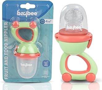 BAYBEE Newborn Silicone Baby Food & Fruit Nibbler For Babies,Bpa Free Fresh Fruits Food Feeder For Baby Chewing Teething Toy|Food Grade Extra Silicone Mesh Feeder For Babies From 0-6 Months (Green)